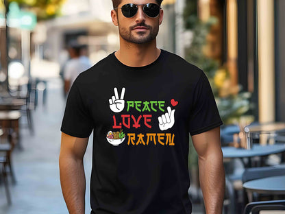 Peace Love Ramen T-Shirt, Funny Noodle Shirt, Ramen Lover's Tee, Cute Anime Food Apparel, Japanese Ramen Graphic Tee