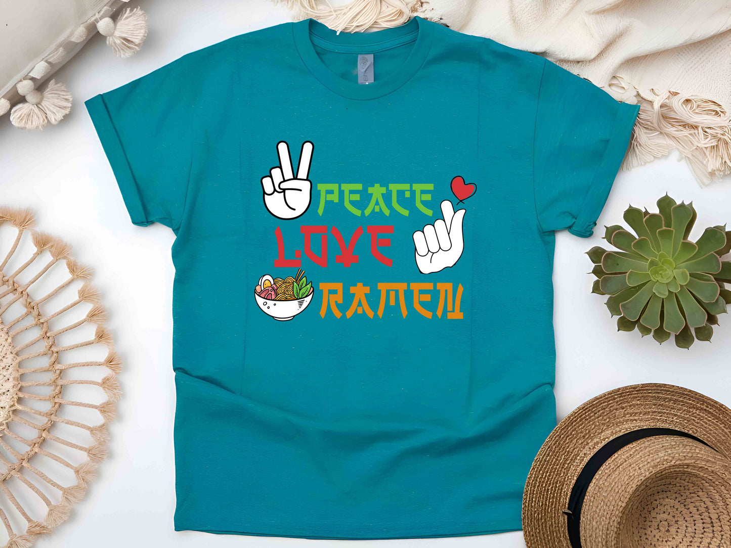 Peace Love Ramen T-Shirt, Funny Noodle Shirt, Ramen Lover's Tee, Cute Anime Food Apparel, Japanese Ramen Graphic Tee