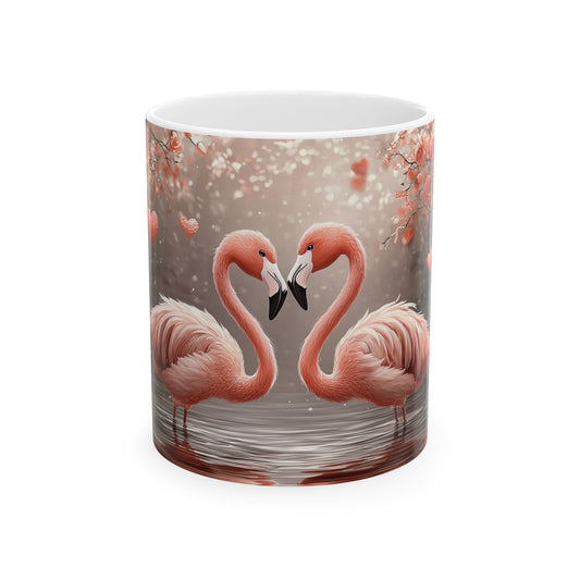 Flamingo Love Ceramic Mug - Perfect Gift for Couples, Floral Design - Valentine Gift