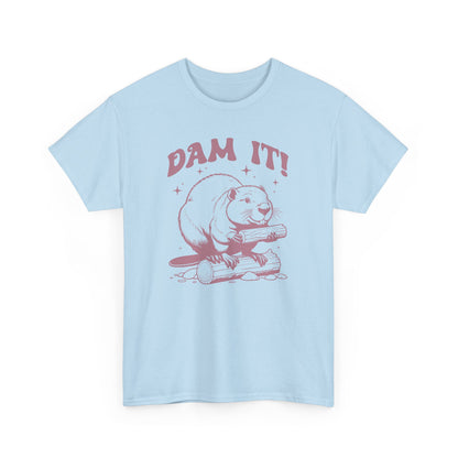 Funny Beaver Graphic Tee - 'DAM IT!' Unisex Heavy Cotton Shirt