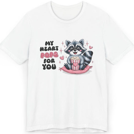 Cute Raccoon Love T-Shirt - "My Heart Pops For You" - Valentine Gift