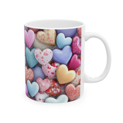 Colorful Heart Pattern Ceramic Mug - Perfect for Loved Ones and Celebrations - Valentine Gift