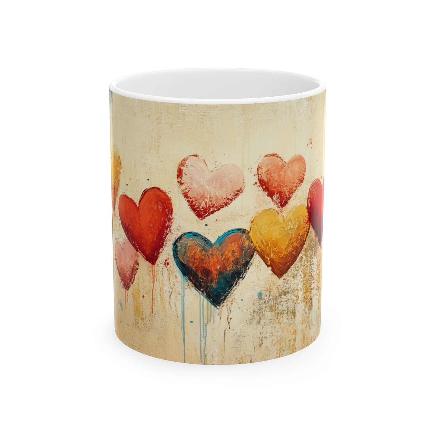 Colorful Hearts Ceramic Coffee Mug - Perfect Gift for Valentine's Day and Love Celebrations