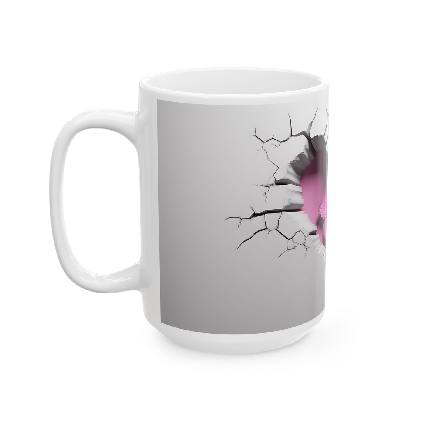 Cracked Heart Butterfly Ceramic Mug | 15oz | Unique Gift for Love & Friendship | Valentine Gift