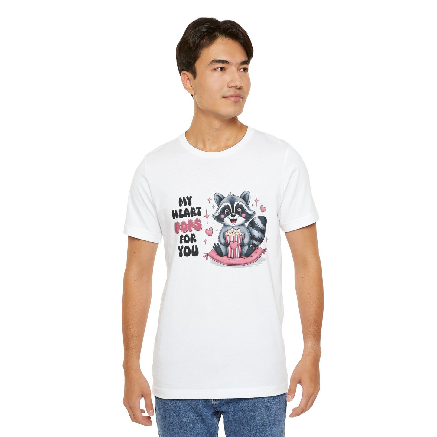 Cute Raccoon Love T-Shirt - "My Heart Pops For You" - Valentine Gift