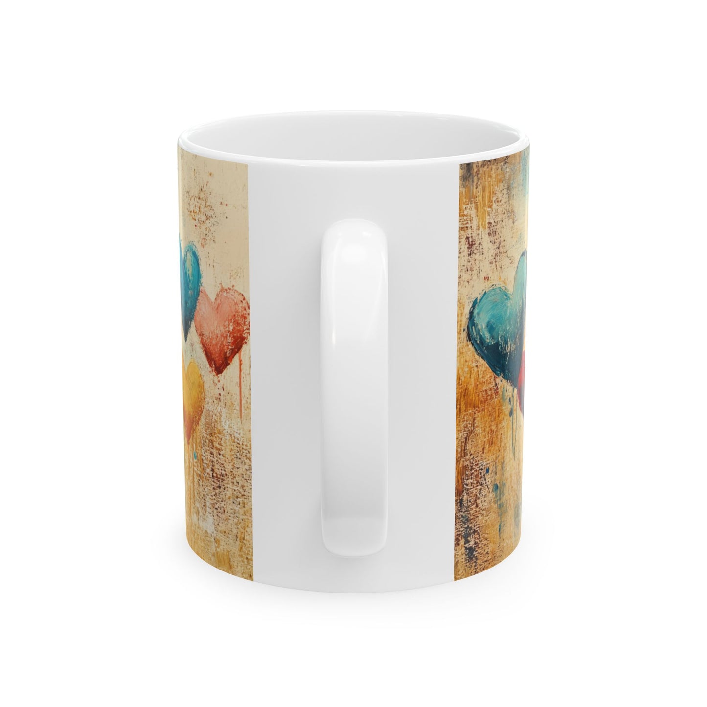 Colorful Hearts Ceramic Coffee Mug - Perfect Gift for Valentine's Day and Love Celebrations