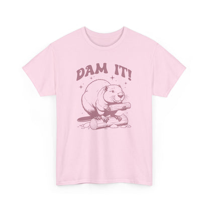 Funny Beaver Graphic Tee - 'DAM IT!' Unisex Heavy Cotton Shirt