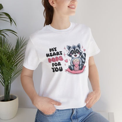 Cute Raccoon Love T-Shirt - "My Heart Pops For You" - Valentine Gift