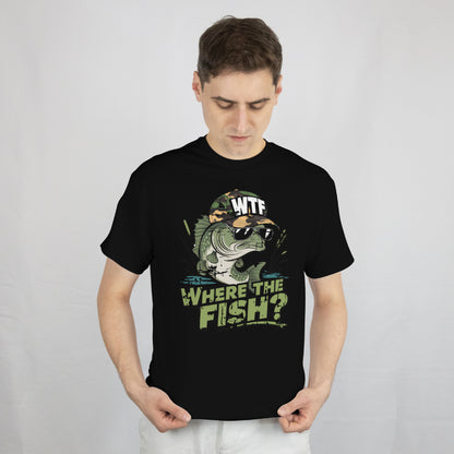 WTF Where's The Fish T-Shirt - Funny Fishing Lover Gift Tee