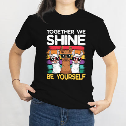 Together We Shine Llama T-Shirt - Cute and Inspirational Animal Tee