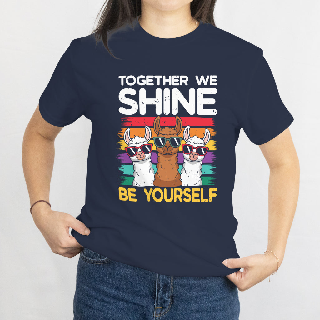 Together We Shine Llama T-Shirt - Cute and Inspirational Animal Tee