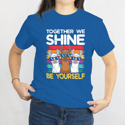 Together We Shine Llama T-Shirt - Cute and Inspirational Animal Tee