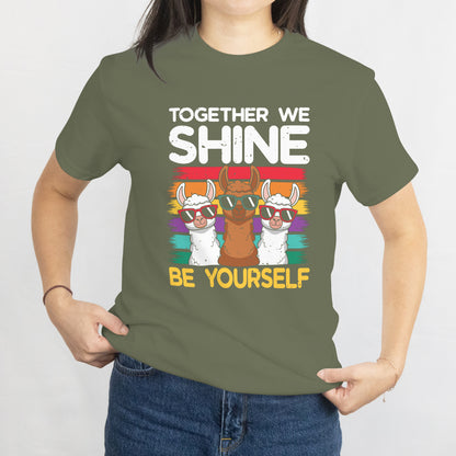 Together We Shine Llama T-Shirt - Cute and Inspirational Animal Tee