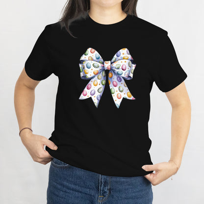 Easter Egg Bow T-Shirt - Cute Spring Holiday Design Tee