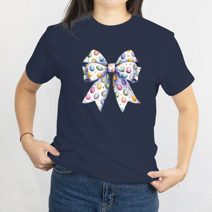 Easter Egg Bow T-Shirt - Cute Spring Holiday Design Tee