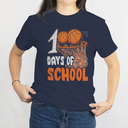 100 Days of School Basketball T-Shirt - Kids & Teacher Celebration Tee