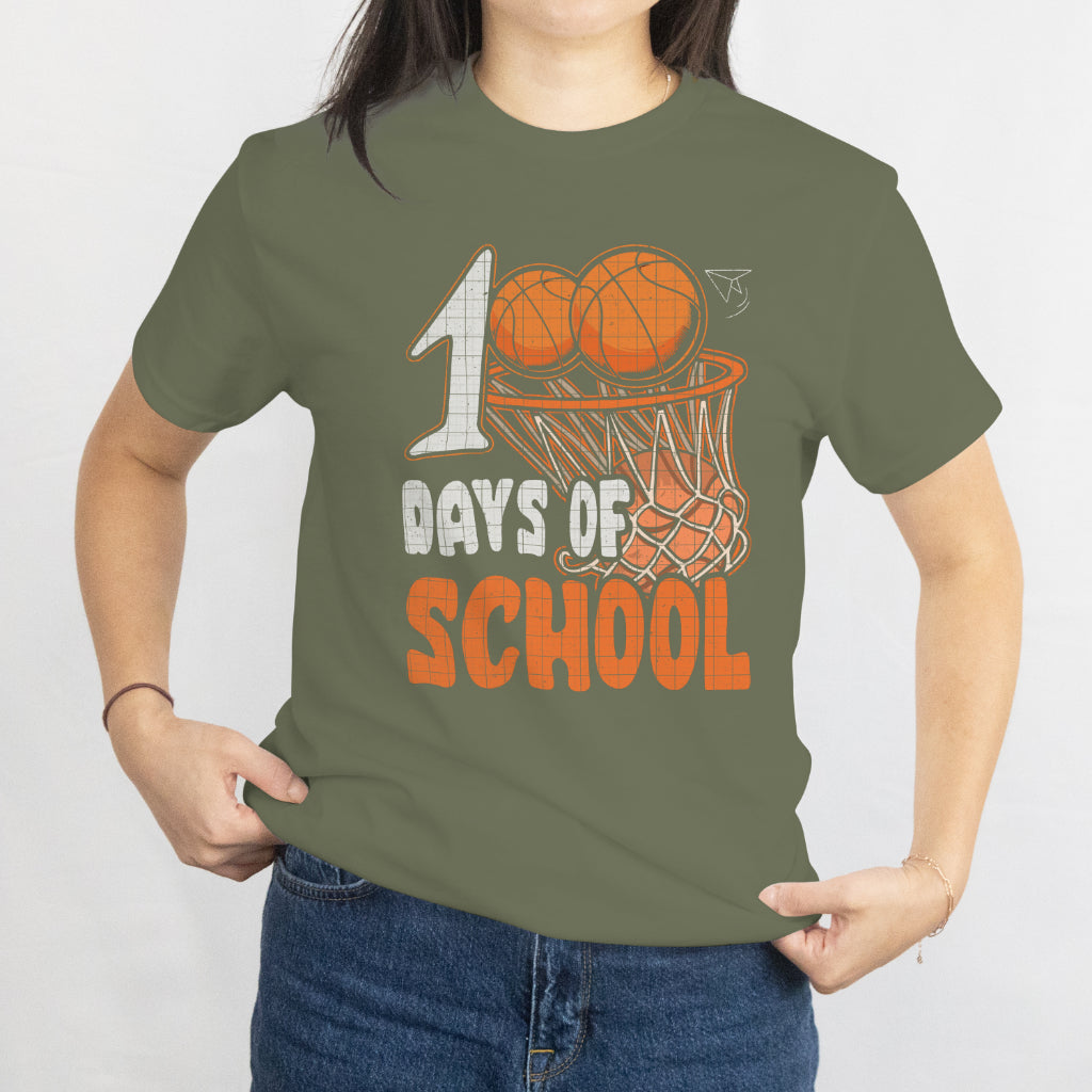 100 Days of School Basketball T-Shirt - Kids & Teacher Celebration Tee