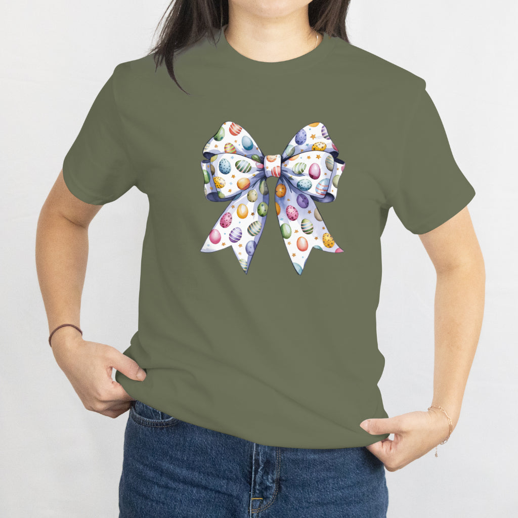 Easter Egg Bow T-Shirt - Cute Spring Holiday Design Tee