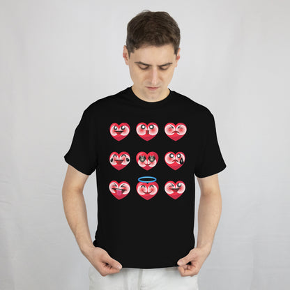 Funny Boys Girls Valentine T-Shirt - Valentines Day Silly Faces Hearts Unisex Tee