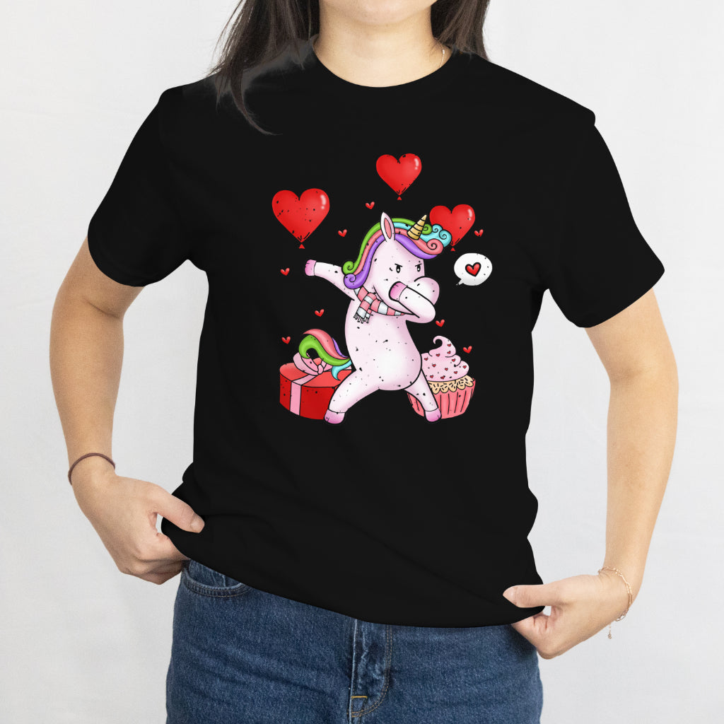 Girls Kids Rainbow Gift T-Shirt Dabbing Unicorn Heart Valentines Day Tee