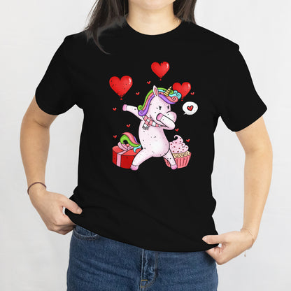 Girls Kids Rainbow Gift T-Shirt Dabbing Unicorn Heart Valentines Day Tee