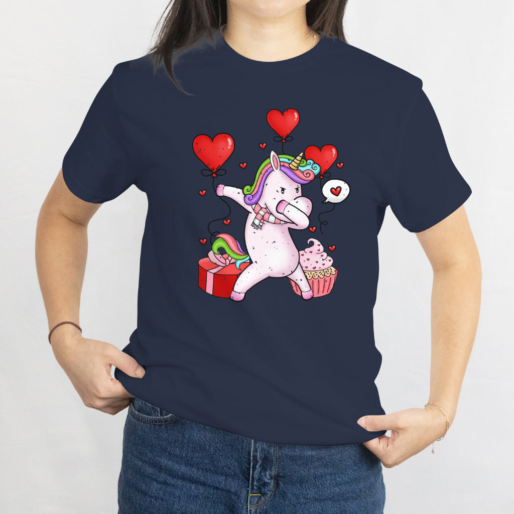 Girls Kids Rainbow Gift T-Shirt Dabbing Unicorn Heart Valentines Day Tee