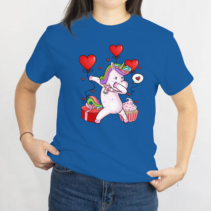 Girls Kids Rainbow Gift T-Shirt Dabbing Unicorn Heart Valentines Day Tee