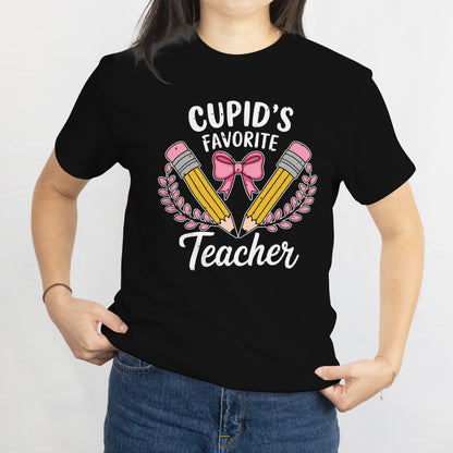 Happy Valentine Tee - Cupid's Favorite Teacher Cute Heart Valentines Day Women Kid T-Shirt