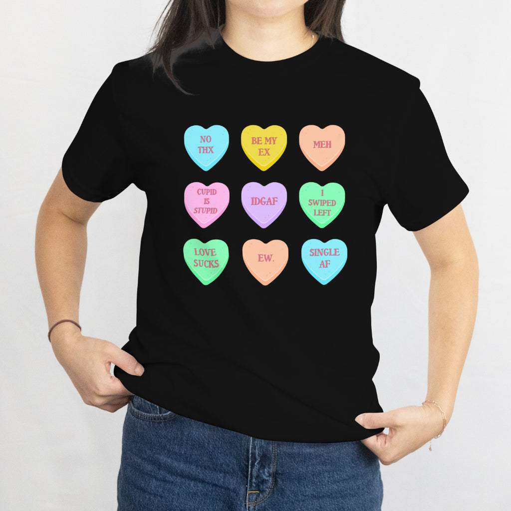 Valentine's Day T-Shirt Funny Anti Valentines Day Hearts Unisex Tee