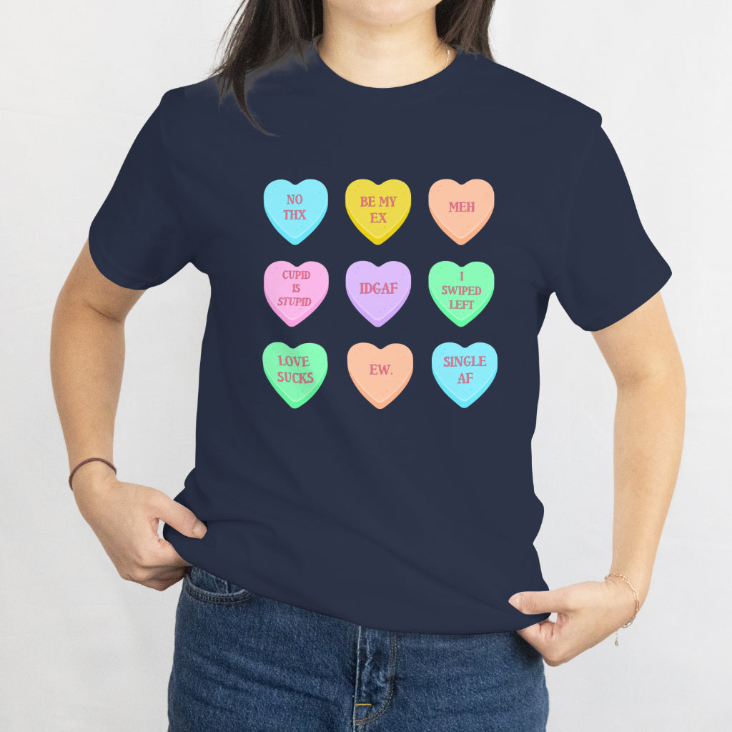 Valentine's Day T-Shirt Funny Anti Valentines Day Hearts Unisex Tee