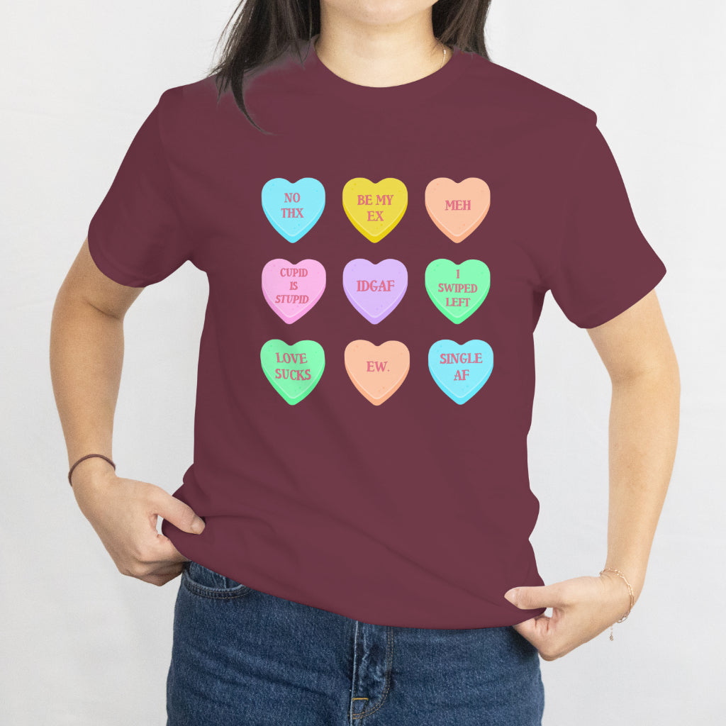 Valentine's Day T-Shirt Funny Anti Valentines Day Hearts Unisex Tee