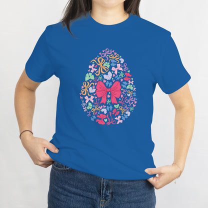 Happy Easter Egg T-Shirt - Girly Coquette Bows Easter Design Tee