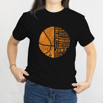 Basketball Word Art T-Shirt - Cool Sports Fan Graphic Tee