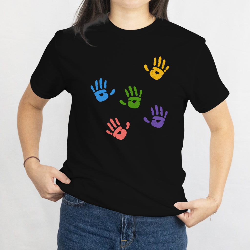 Colorful Handprint Set T-Shirt - Rainbow Paint Art Design Tee