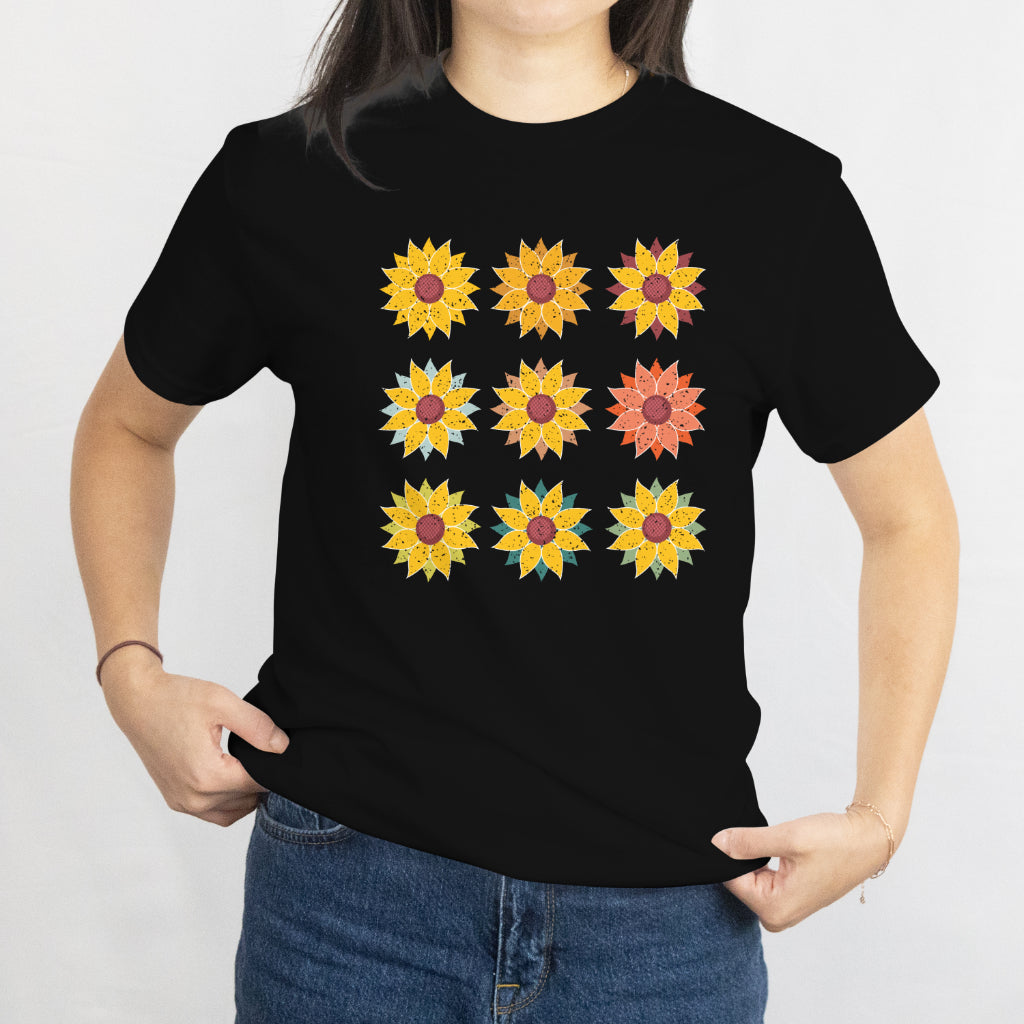 9 Flowers T-Shirt - Colorful Floral Graphic Tee