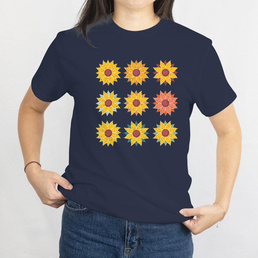 9 Flowers T-Shirt - Colorful Floral Graphic Tee