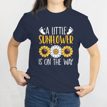 A Little Sunflower Is On The Way T-Shirt - Cute Baby Announcement Tee