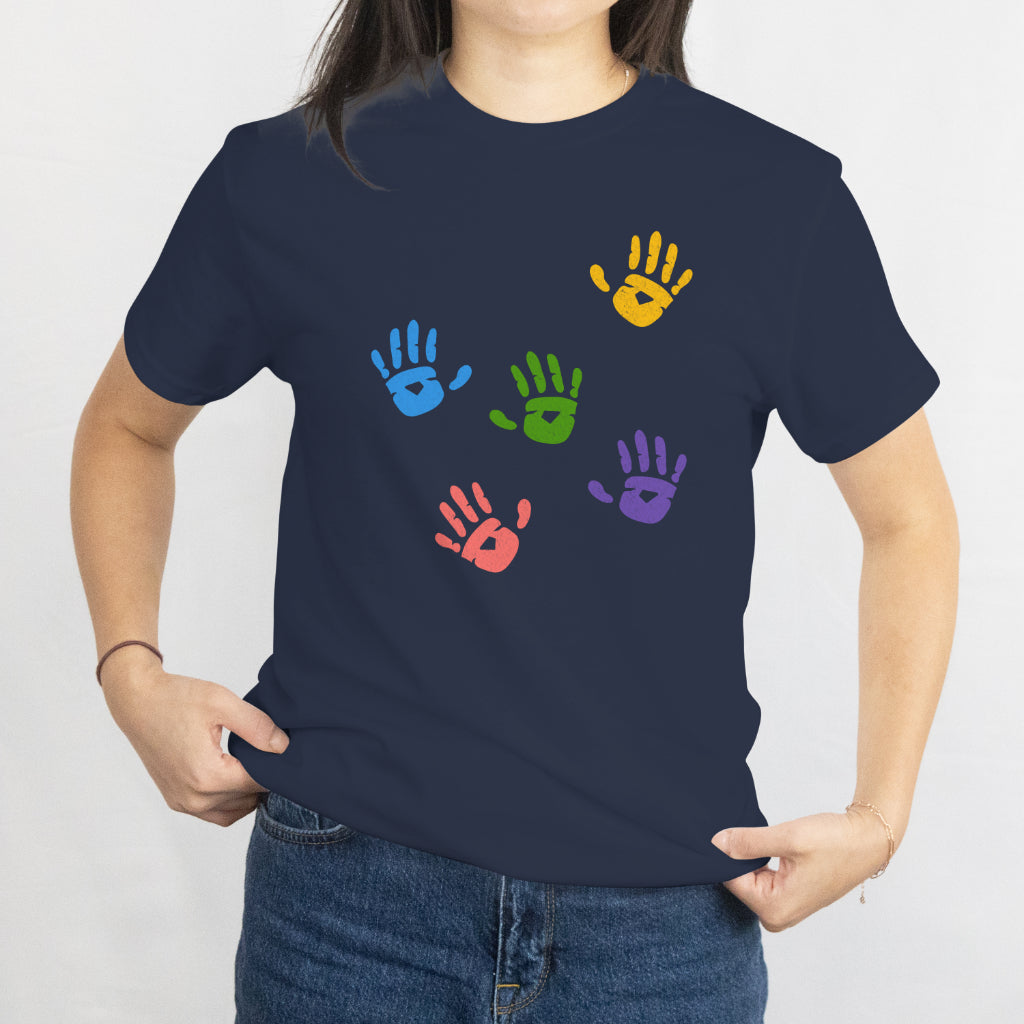 Colorful Handprint Set T-Shirt - Rainbow Paint Art Design Tee