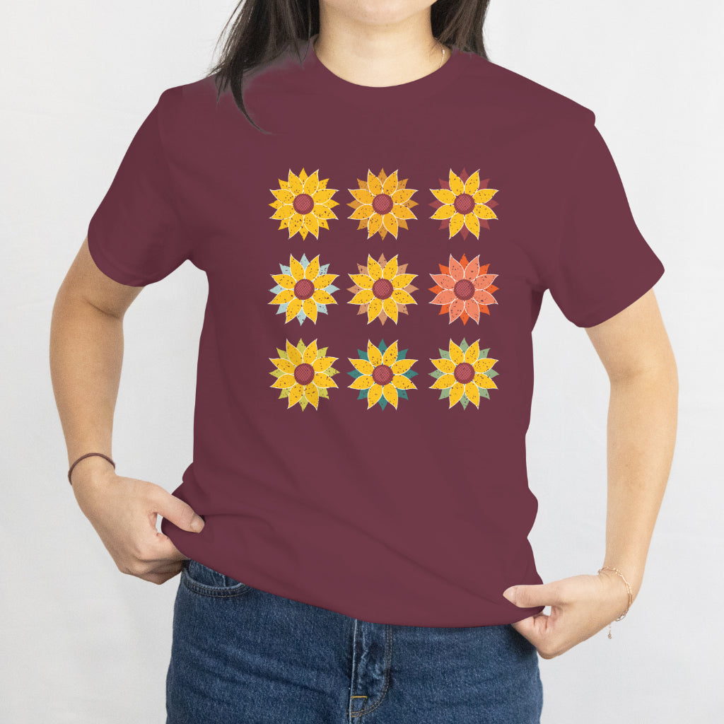 9 Flowers T-Shirt - Colorful Floral Graphic Tee