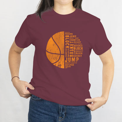 Basketball Word Art T-Shirt - Cool Sports Fan Graphic Tee