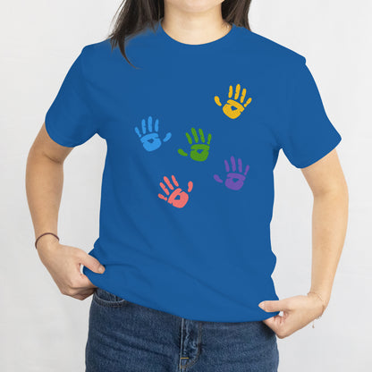 Colorful Handprint Set T-Shirt - Rainbow Paint Art Design Tee