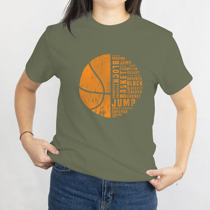 Basketball Word Art T-Shirt - Cool Sports Fan Graphic Tee