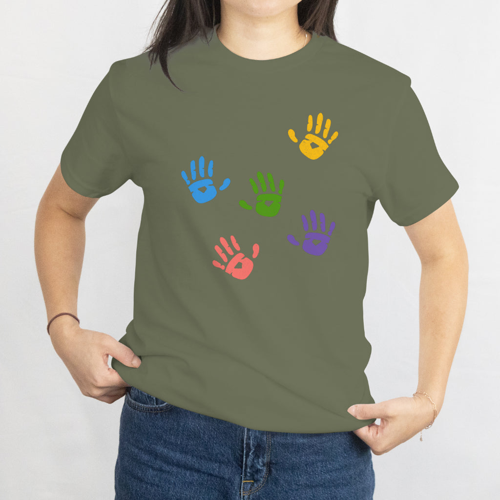 Colorful Handprint Set T-Shirt - Rainbow Paint Art Design Tee