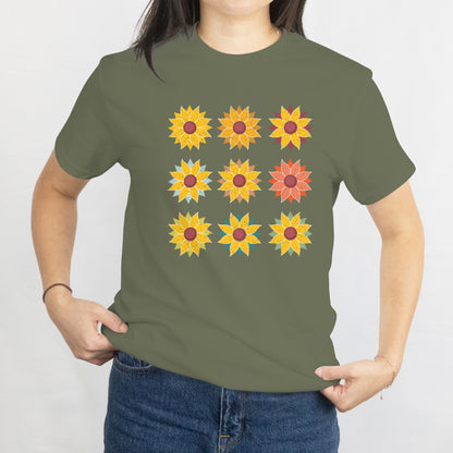 9 Flowers T-Shirt - Colorful Floral Graphic Tee