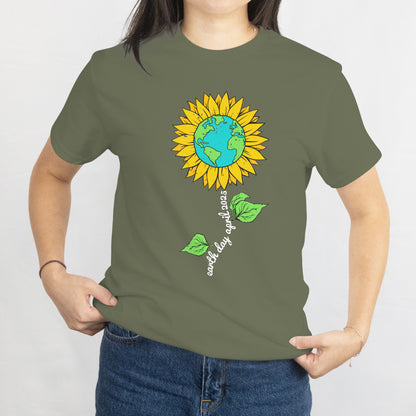 Sunflower Restore Earth Day T-Shirt - Eco-Friendly Nature Lover Tee