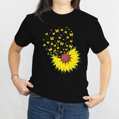 Sunflower Butterfly T-Shirt - Floral and Butterfly Graphic Tee