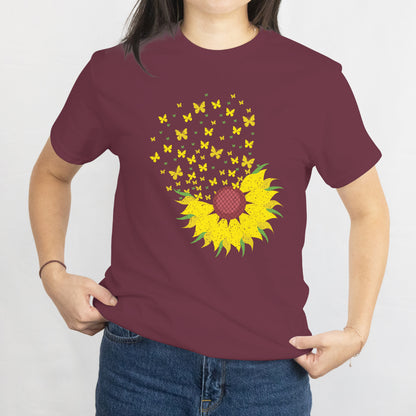 Sunflower Butterfly T-Shirt - Floral and Butterfly Graphic Tee