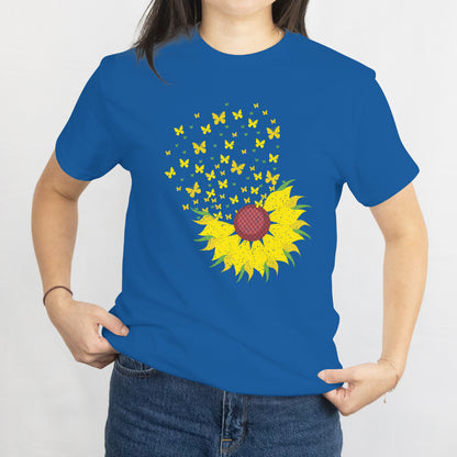 Sunflower Butterfly T-Shirt - Floral and Butterfly Graphic Tee