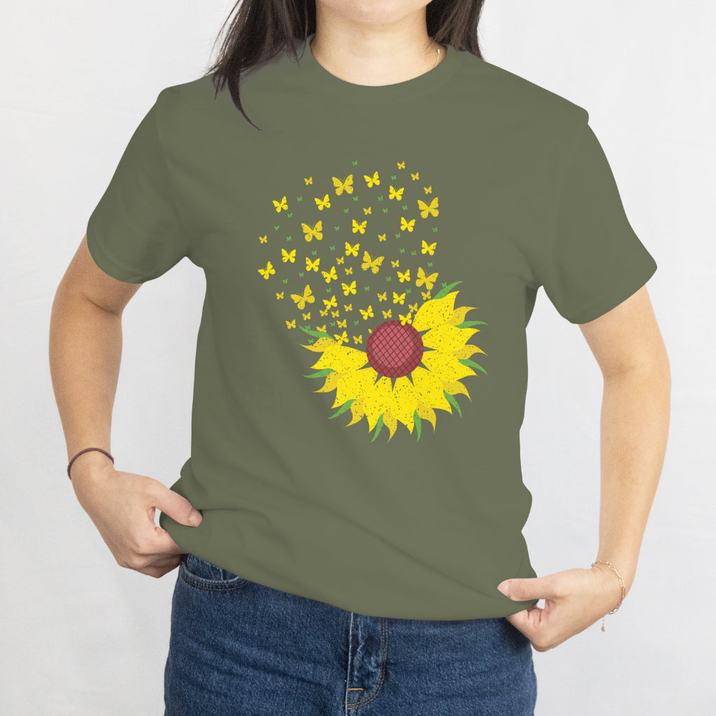 Sunflower Butterfly T-Shirt - Floral and Butterfly Graphic Tee