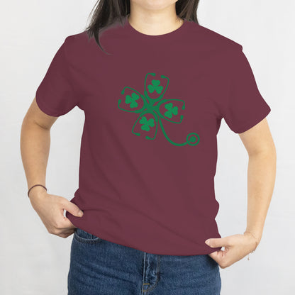 St. Patrick’s Day Nurse T-Shirt with Shamrock Stethoscope Design